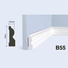 Плинтус напольный Hiwood B55 под покраску, белый, широкий (55*18.5*2000)