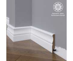 Белый плинтус напольный МДФ Madest Decor модель 07-083-18 крашеный (83х18х2400 мм)