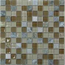 Мозаика стеклянная с камнем Bonaparte Free time 23, 23х23 (300х300х8 мм)
