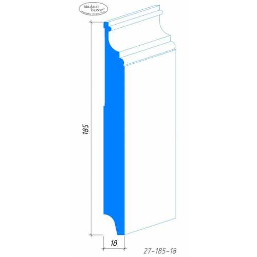 Фото Плинтус напольный под покраску 27-185-18 Madest Decor MDF (185х18х2400 мм)