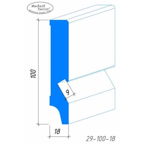 Фото Плинтус напольный под покраску 29-100-18 Madest Decor MDF (100х18х2400 мм)