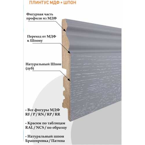 Фото Плинтус напольный под покраску Finitura 150*16*2750 мм RF, Мдф+шпон
