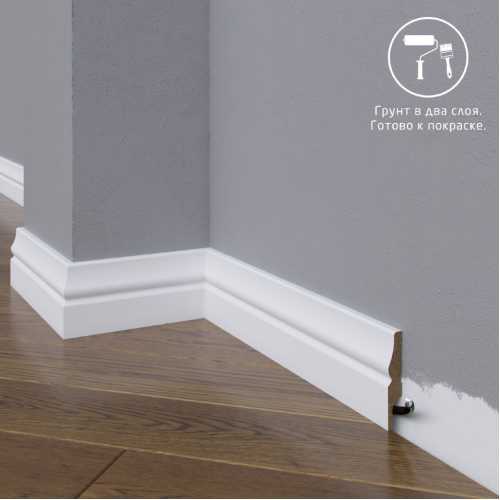 Фото Плинтус напольный под покраску 04-054-10 Madest Decor MDF (54х10х2400 мм)