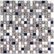 Мозаика стеклянная с камнем Bonaparte Dreams Blue 15х15 (300х300х8 мм)